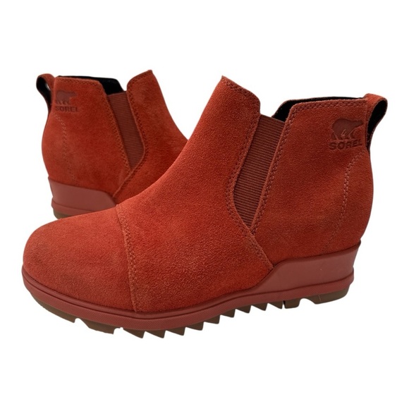 Sorel Evie Pull On Wedge Booties WarpRed Womens Waterproof Rain Boot size 6 - Picture 9 of 10